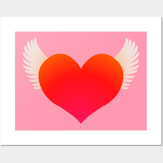 Heart on Wings - RED Wall Art by RawSunArt